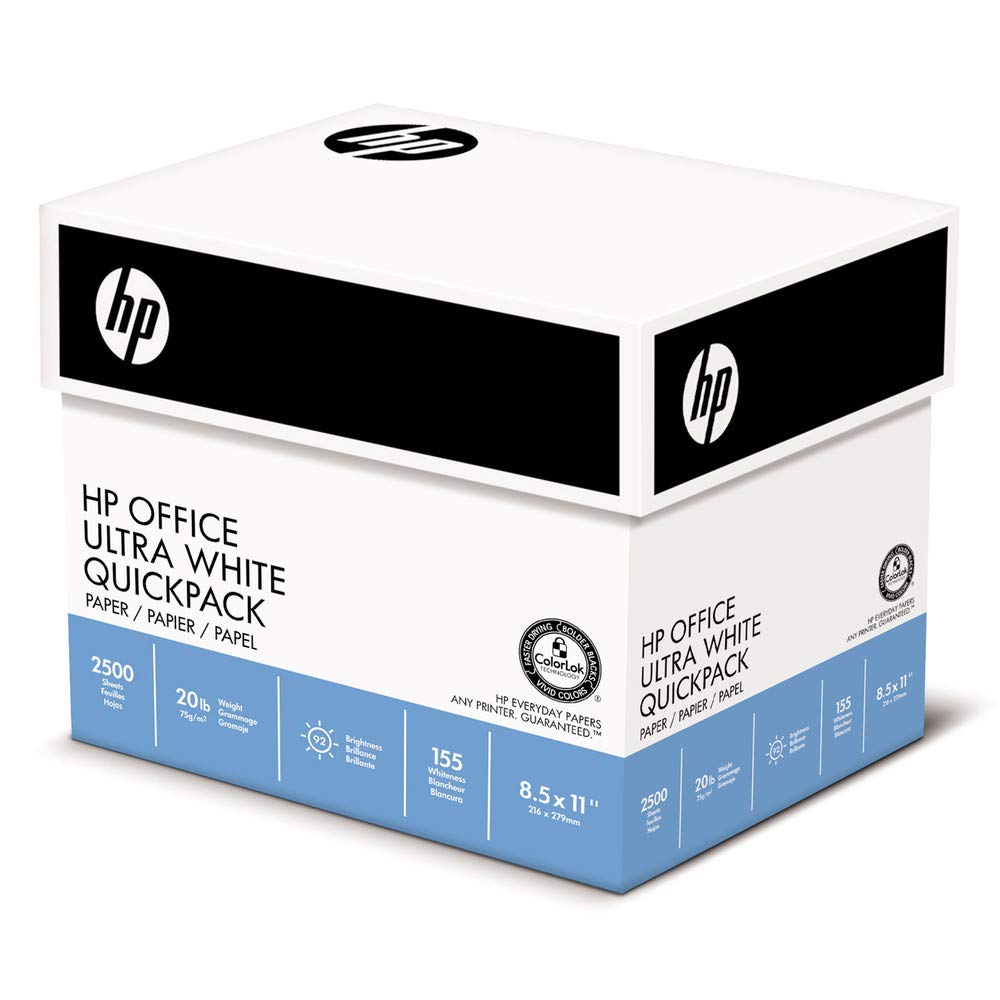 Hp Printer Paper | 8.5 X 11 Paper | Office 20 Lb | 5 Ream - 2,500 Sheets | 92 Bright | Made In Usa - Fsc Certified | 172160C