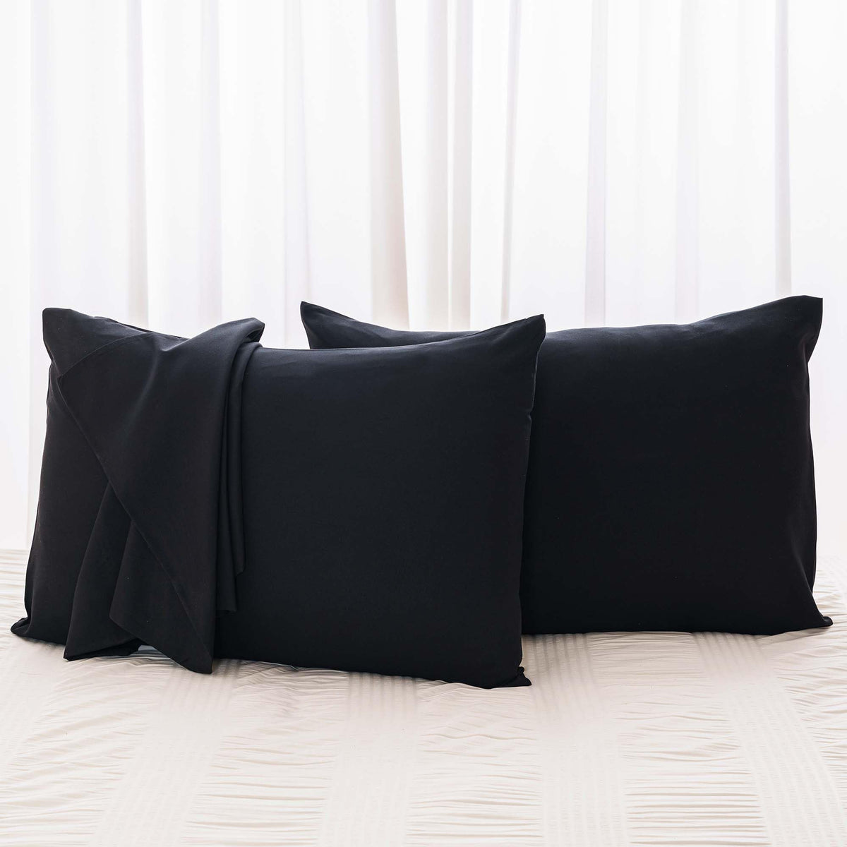 Nini All Pillow Cases 100% Brushed Microfiber Black Pillowcases 2 Pack Soft & Breathable All Seasons Pillow Covers With Envelope