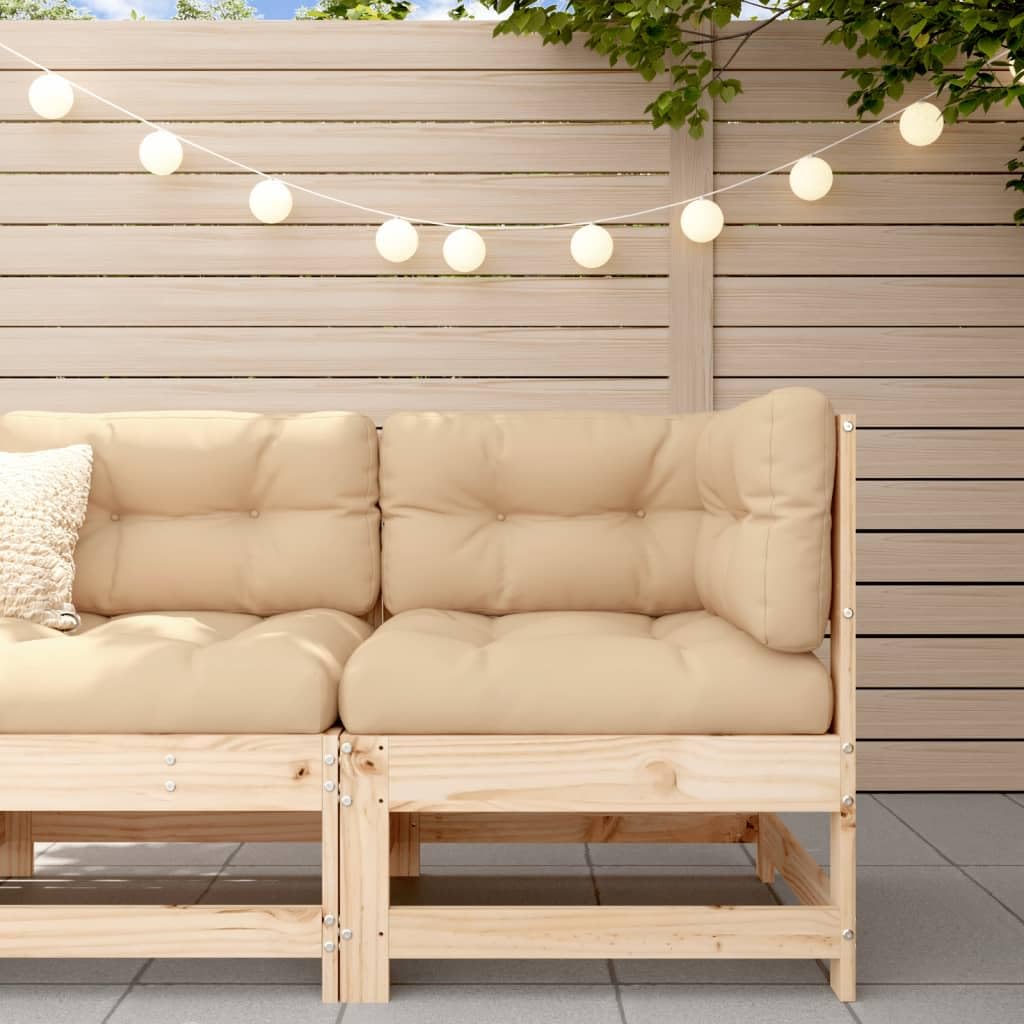 vidaXL Modular Corner Sofa - Solid Unfinished Pine Wood - Outdoor Sectional Set with Thickly Padded Cushions - Easy Assembly - 242.5lb Capacity - Rustic and Sturdy Garden Furniture