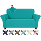 Znsayotx Super Stretch Loveseat Covers (55'-69'), New Striped Love Seat Slipcover, Dogs Pet Friendly Anti-Slip Couch Protector Spandex Durable 2 Seater Fabric Sofa Cover (Peacock Teal, Loveseat)