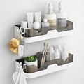 Zockrix Bathroom Organiser Without Drill Wall Mounted Storage Shelf With Adhesive Hookwhite & Black Plastic Bathroom Accessories