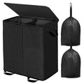 BettMorrow Double Laundry Hamper with Lid and Removable Bags, Laundry Basket 2 Section, Double Hampers for Laundry, Large Divide