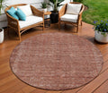 8 Terra Cotta And Rust Round Floral Washable Indoor Outdoor Area Rug