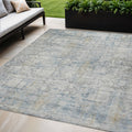 5 X 8 Linen And Ivory Abstract Washable Indoor Outdoor Area Rug