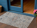 3 X 5 Ivory Blue And Copper Floral Medallion Washable Indoor Outdoor Area Rug