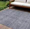9 X 12 Blue And Gray Geometric Washable Indoor Outdoor Area Rug