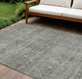 10 X 14 Pewter And Gray Geometric Washable Indoor Outdoor Area Rug