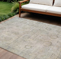 9 X 12 Linen And Gray Tribal Washable Indoor Outdoor Area Rug
