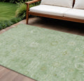 10 X 14 Artichoke Green Ivory And Mint Green Damask Washable Indoor Outdoor Area Rug