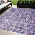 5 X 8 Purple And Ivory Tribal Washable Indoor Outdoor Area Rug