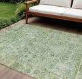 10 X 14 Artichoke Green Ivory And Beige Oriental Washable Indoor Outdoor Area Rug