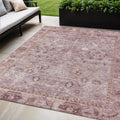 5 X 8 Blush Pink And Ivory Oriental Washable Indoor Outdoor Area Rug