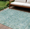 8 X 10 Blue Gray And Ivory Oriental Washable Indoor Outdoor Area Rug