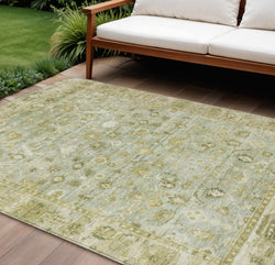 8 X 10 Sage And Ivory Oriental Washable Indoor Outdoor Area Rug