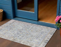 3 X 5 Sky Blue Brown And Ivory Oriental Washable Indoor Outdoor Area Rug