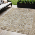 5 X 8 Taupe Brown And Ivory Oriental Washable Indoor Outdoor Area Rug