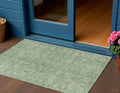 5 X 8 Artichoke Green And Teal Blue Oriental Washable Indoor Outdoor Area Rug