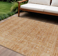 9 X 12 Coral And Peach Abstract Washable Indoor Outdoor Area Rug