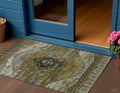 3 X 5 Brown Ivory And Gray Tribal Washable Indoor Outdoor Area Rug