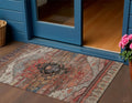 3 X 5 Rust Ivory And Gray Tribal Washable Indoor Outdoor Area Rug