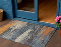 3 X 5 Blue Gray And Orange Abstract Washable Indoor Outdoor Area Rug