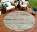 8 Khaki Beige And Ivory Round Abstract Washable Indoor Outdoor Area Rug