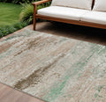 8 X 10 Khaki Beige And Ivory Abstract Washable Indoor Outdoor Area Rug