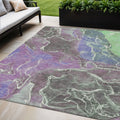 5 X 8 Purple Gray And Mint Green Abstract Washable Indoor Outdoor Area Rug