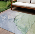 9 X 12 Artichoke Green And Lavender Abstract Washable Indoor Outdoor Area Rug