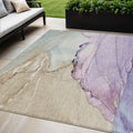 5 X 8 Lavender And Beige Abstract Washable Indoor Outdoor Area Rug