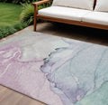 8 X 10 Pale Aqua And Lavender Abstract Washable Indoor Outdoor Area Rug