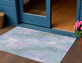 3 X 5 Lavender And Sky Blue Abstract Washable Indoor Outdoor Area Rug