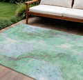 8 X 10 Pale Aqua And Mint Green Abstract Washable Indoor Outdoor Area Rug