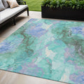 5 X 8 Teal Blue And Mint Green Abstract Washable Indoor Outdoor Area Rug