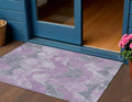 3 X 5 Lavender And Gray Abstract Washable Indoor Outdoor Area Rug