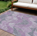 9 X 12 Lavender And Gray Abstract Washable Indoor Outdoor Area Rug