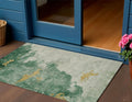 3 X 5 Emerald Sage And Ivory Abstract Washable Indoor Outdoor Area Rug