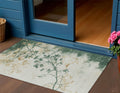 3 X 5 Emerald Ivory And Gold Floral Washable Indoor Outdoor Area Rug
