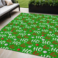 5 X 8 Green White And Red Ho Ho Ho Washable Indoor Outdoor Area Rug