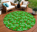 8 Green White And Red Round Ho Ho Ho Washable Indoor Outdoor Area Rug