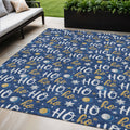 5 X 8 Navy Blue White And Gold Ho Ho Ho Washable Indoor Outdoor Area Rug