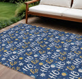 10 X 14 Navy Blue White And Gold Ho Ho Ho Washable Indoor Outdoor Area Rug