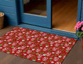 3 X 5 Red White And Green Ho Ho Ho Washable Indoor Outdoor Area Rug