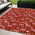 5 X 8 Red White And Green Ho Ho Ho Washable Indoor Outdoor Area Rug