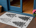 3 X 5 Gray And Silver Trees Washable Indoor Outdoor Area Rug