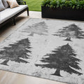 5 X 8 Gray And Silver Trees Washable Indoor Outdoor Area Rug