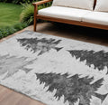 10 X 14 Gray And Silver Trees Washable Indoor Outdoor Area Rug