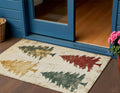 3 X 5 Ivory Gold And Burgundy Trees Washable Indoor Outdoor Area Rug