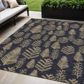 5 X 8 Black And Gold Trees Washable Indoor Outdoor Area Rug
