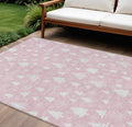 9 X 12 Pink And Ivory Snowflake Washable Indoor Outdoor Area Rug